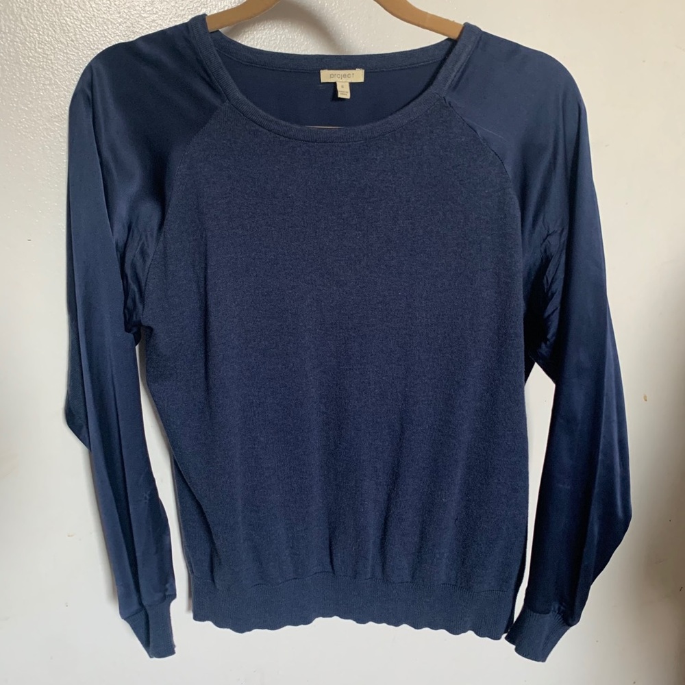 Cotton Sweater With Silk Trimming
